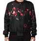 Dolce & Gabbana Black Red Floral Silk Bomber Blouson Jacket