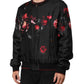 Dolce & Gabbana Black Red Floral Silk Bomber Blouson Jacket