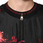 Dolce & Gabbana Black Red Floral Silk Bomber Blouson Jacket