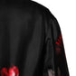 Dolce & Gabbana Black Red Floral Silk Bomber Blouson Jacket