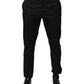 Dolce & Gabbana Black Cotton Tapered Men Formal Trousers Pants