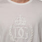 Dolce & Gabbana White Cotton DG Crown Embossed Men T-shirt