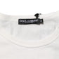 Dolce & Gabbana White Cotton DG Crown Embossed Men T-shirt