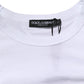 Dolce & Gabbana White Logo Plaque Cotton Crew Neck T-shirt