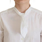 Dolce & Gabbana White Cotton Collared Long Sleeves Formal Top