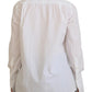 Dolce & Gabbana White Cotton Collared Long Sleeves Formal Top