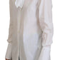 Dolce & Gabbana White Cotton Collared Long Sleeves Formal Top