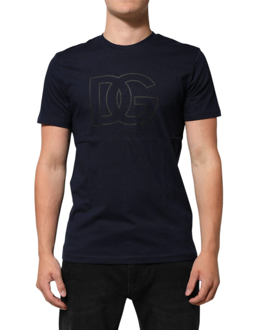 Dolce & Gabbana Dark Blue Cotton DG Logo Print Men’s Top T-shirt Mens T-Shirt