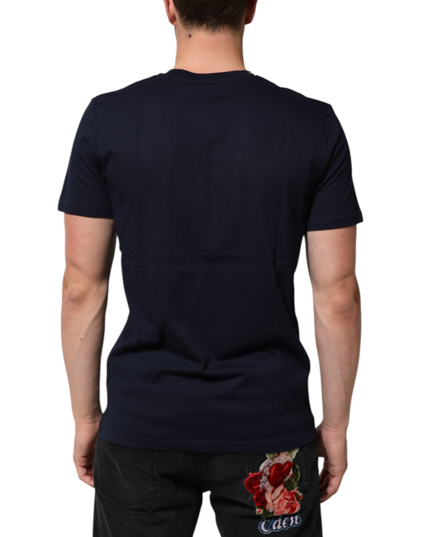 Dolce & Gabbana Dark Blue Cotton DG Logo Print Men’s Top T-shirt Mens T-Shirt