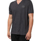 Dolce & Gabbana Grey Cotton V-Neck Logo Plaque Melange T-Shirt