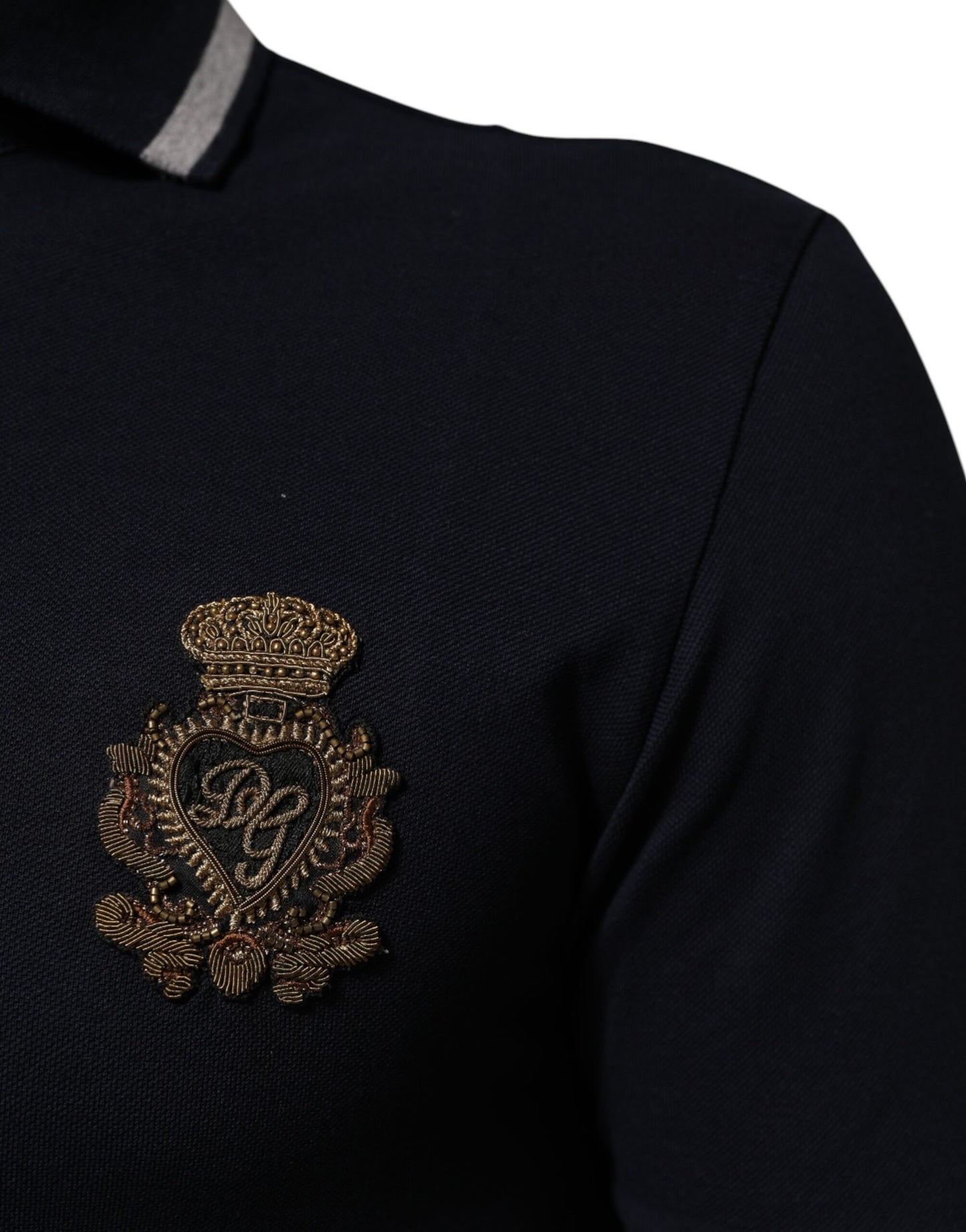 Dolce & Gabbana Navy Blue Cotton Crown Crest Logo Men T-Shirt Mens T-Shirt