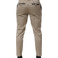 Dolce & Gabbana Beige Black Striped Cotton Slim Fit Trousers Pants