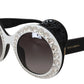 Dolce & Gabbana DG4325BM White Black Acetate Crystal Shades Sunglasses