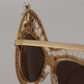 Dolce & Gabbana DG2159B Beige Gold Straw Butterfly Crystals Sunglasses