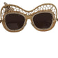 Dolce & Gabbana DG2159B Beige Gold Straw Butterfly Crystals Sunglasses