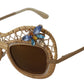Dolce & Gabbana DG2159B Beige Gold Straw Butterfly Crystals Sunglasses