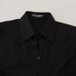 Dolce & Gabbana Black Cotton Collared Long Sleeves Shirt