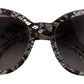 Dolce & Gabbana DG4190 Black Lace Acetate Crystal Round Sunglasses