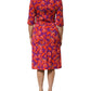 Dolce & Gabbana Purple Silk Floral Print Midi Sheath Dress