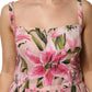 Dolce & Gabbana Pink Floral Lily Print Midi Sleeveless Dress