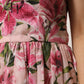 Dolce & Gabbana Pink Floral Lily Print Midi Sleeveless Dress