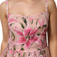Dolce & Gabbana Pink Cotton Floral Pleated Sleeveless Dress