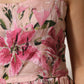 Dolce & Gabbana Pink Cotton Floral Pleated Sleeveless Dress