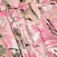 Dolce & Gabbana Pink Cotton Floral Pleated Sleeveless Dress