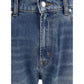7FOR Blue Cotton Straight-Leg Jeans