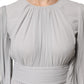 Dolce & Gabbana Grey Pleated Maxi Long Sleeve Silk Blend Gown Dress