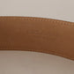 Costume National Brown Leather Gold Metal Oval Buckle Belt