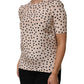 Dolce & Gabbana Beige Black Polka Dot Silk Short Sleeve Blouse Top