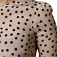 Dolce & Gabbana Beige Black Polka Dot Silk Short Sleeve Blouse Top