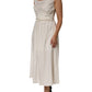 L'Autre Chose Ivory White Sleeveless Maxi Cupro Viscose Dress