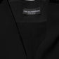 Emporio Armani Black Sheer Sleeve Belted V-Neck Mini Dress