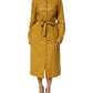 PINKO Polyester Belted Shirt Midi Long Sleeve Yellow Mustard