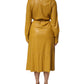 PINKO Polyester Belted Shirt Midi Long Sleeve Yellow Mustard