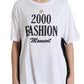 Dolce & Gabbana White Cotton 2000 Fashion Print Logo T-shirt