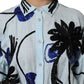 Christian Pellizzari Blue Sequin Embellished Shirt Maxi Dress