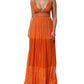 Alberta Ferretti Orange Lace Bustier Layered Maxi Dress