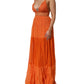 Alberta Ferretti Orange Lace Bustier Layered Maxi Dress