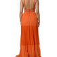 Alberta Ferretti Orange Lace Bustier Layered Maxi Dress