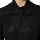 Dolce & Gabbana Black Viscose Long Sleeve Tie Neck Blouse Top