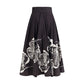 Sara Roka Black Polyester Midi Skirt