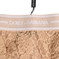 Dolce & Gabbana Beige Lace Brasiliano Briefs Logo Waistband Underwear