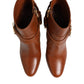 Dolce & Gabbana Brown Leather DG Logo Buckle Ankle Boots Shoes