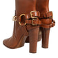 Dolce & Gabbana Brown Leather DG Logo Buckle Ankle Boots Shoes