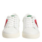 Dolce & Gabbana White Leather Rose Embroidery Low-Top  Shoes