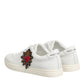 Dolce & Gabbana White Leather Sacre Heart Patch Sneakers  Shoes