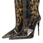 Dolce & Gabbana Leopard Print PVC Pointed Toe Boots Shoes